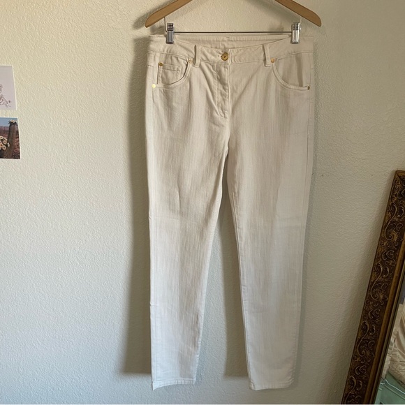 Brunello Cucinelli Extra Skinny Fit High Waist Jeans Off White Cream Colored